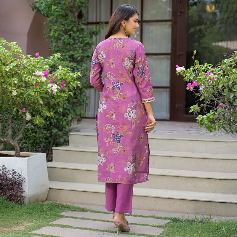 Festive Floral Printed Kurta Set with Dupatta