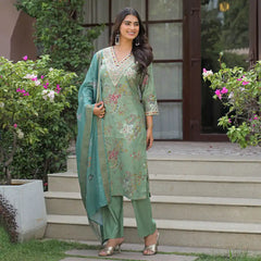 Festive Floral Printed Kurta Set with Dupatta