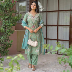 Festive Floral Printed Kurta Set with Dupatta