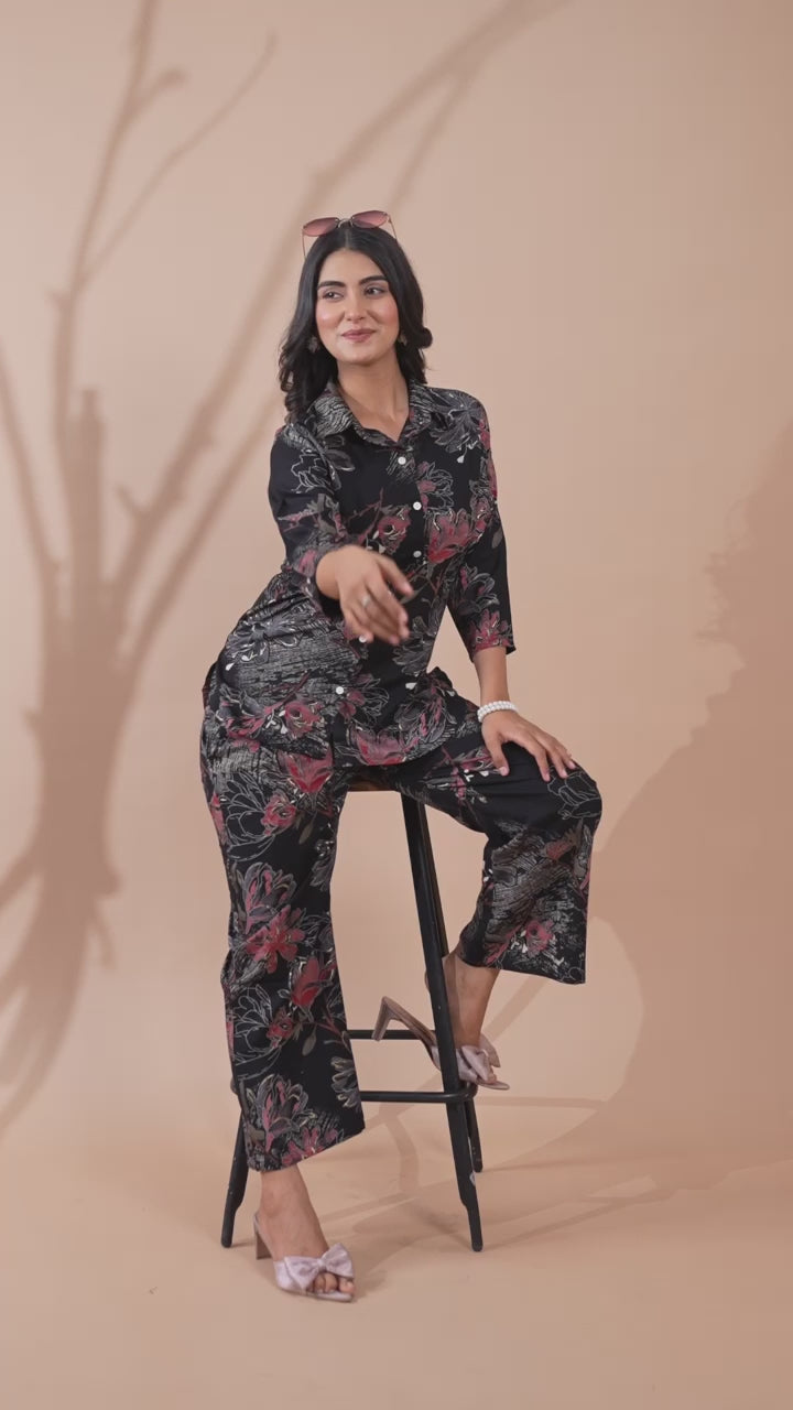 Black Co-Ord Set with Palazzo Pants