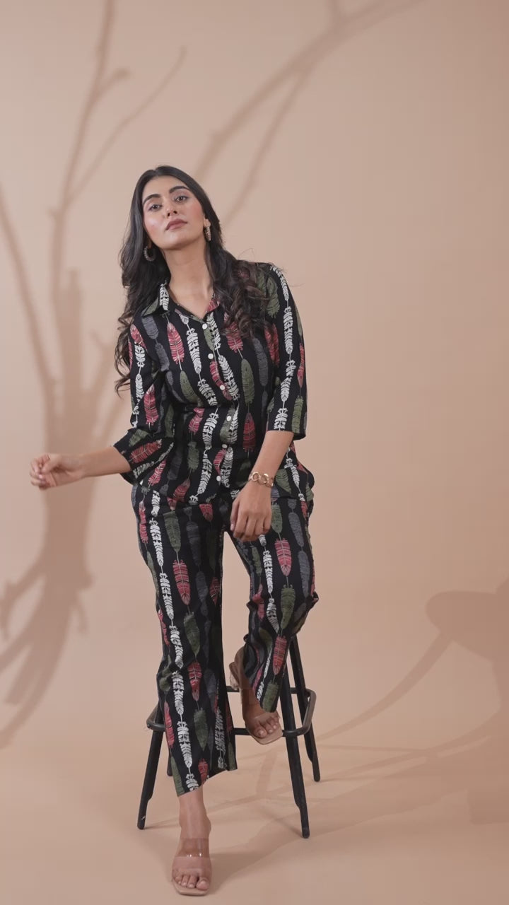 Black Co-Ord Set with Palazzo Pants