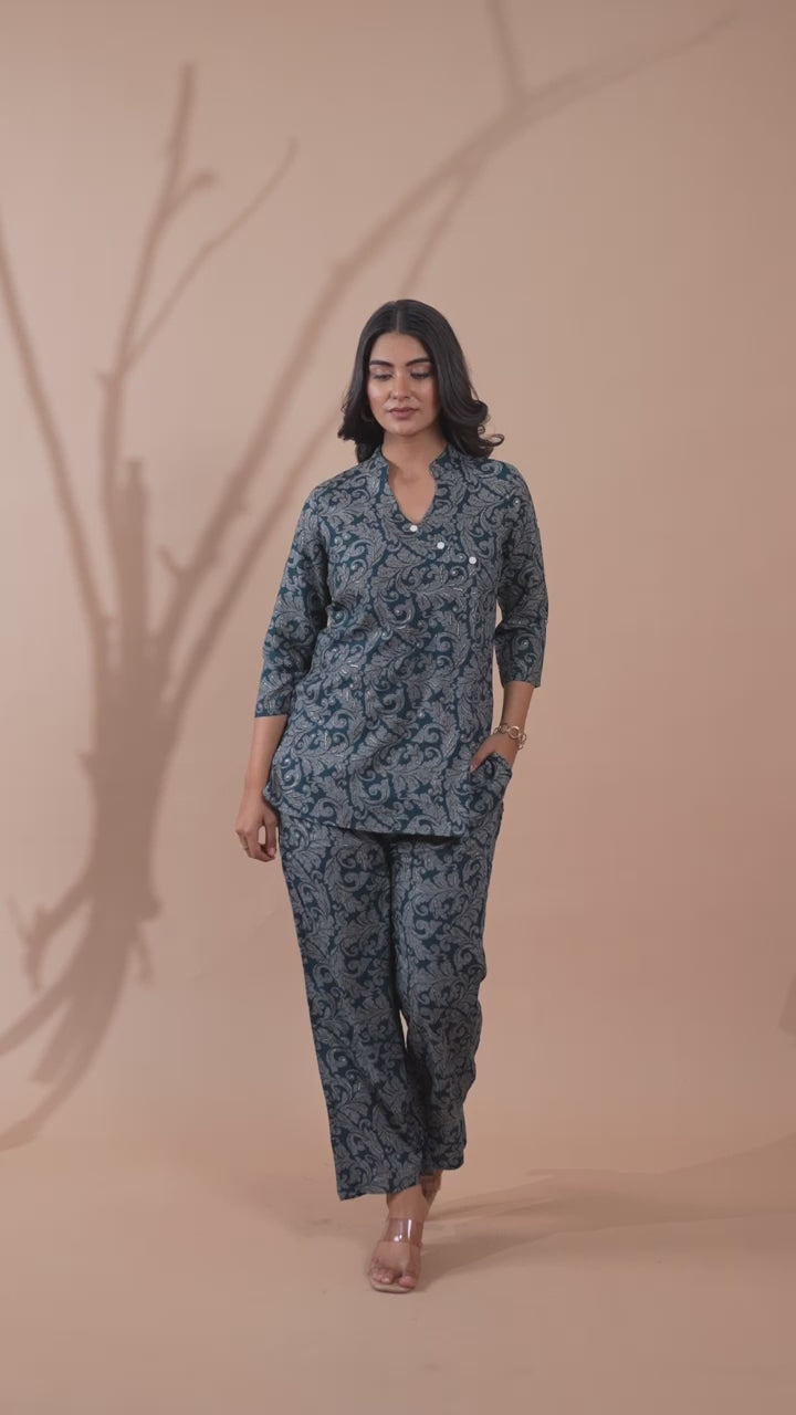 Dark Green Co-Ord Set with Palazzo Pants