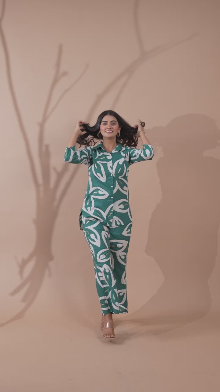 Teal Blue Co-Ord Set with Palazzo Pants