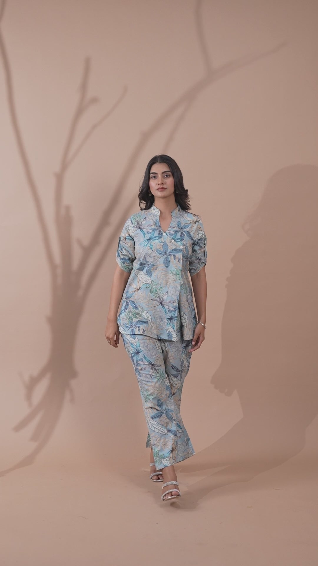 Light Blue Co-Ord Set with Palazzo Pants
